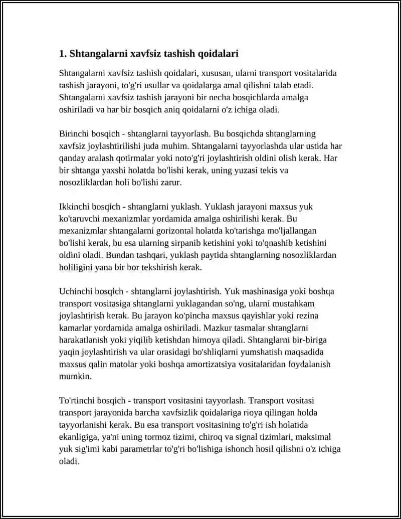 SHTANGALARNI TASHISH, SAQLASH VA ULARDAN FOYDALANISH 3