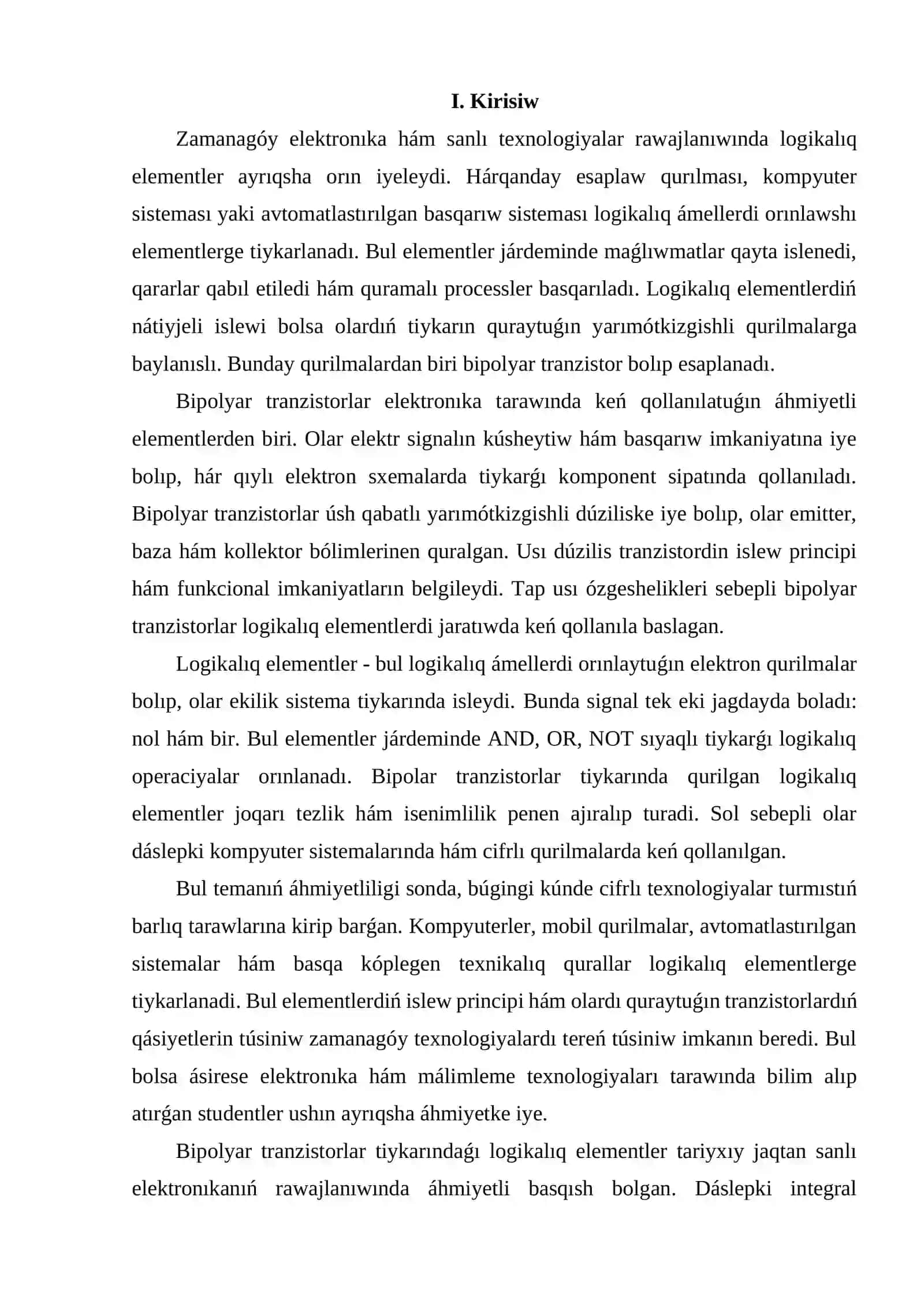 Bipolyar tranzistorlar tiykarındaǵı logikalıq elementler 3