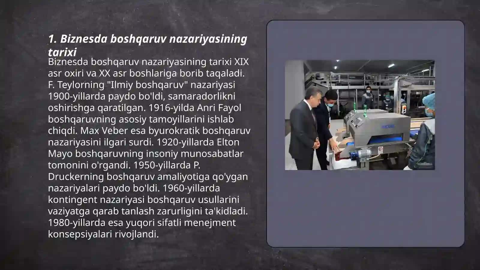 Biznesda boshqaruv nazariyasining rivojlanishi 3