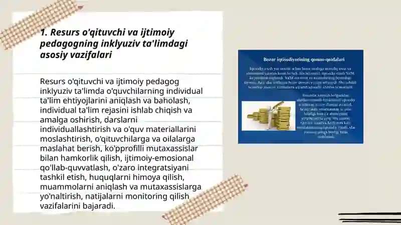 Inkulyuziv ta’lim tizimida faoliyat korsatuvchi resurs o’qituvchi vai jtimoiy pedagogni vazifalari va maqsadlari 3