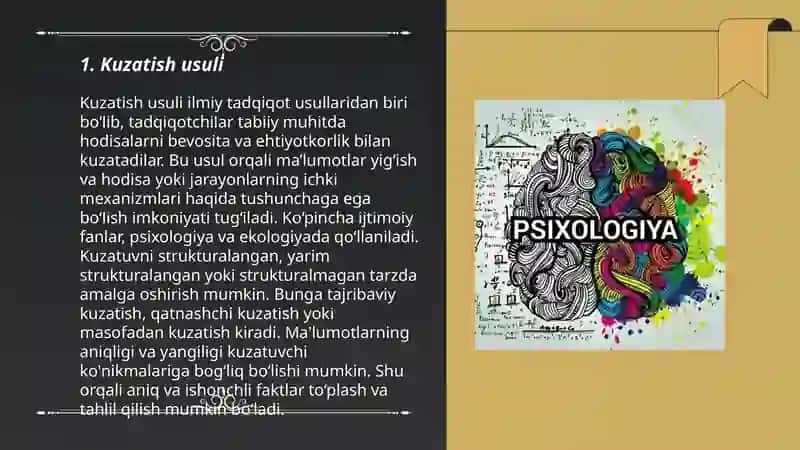Psixologiya fanining tadqiqot metodlari 3