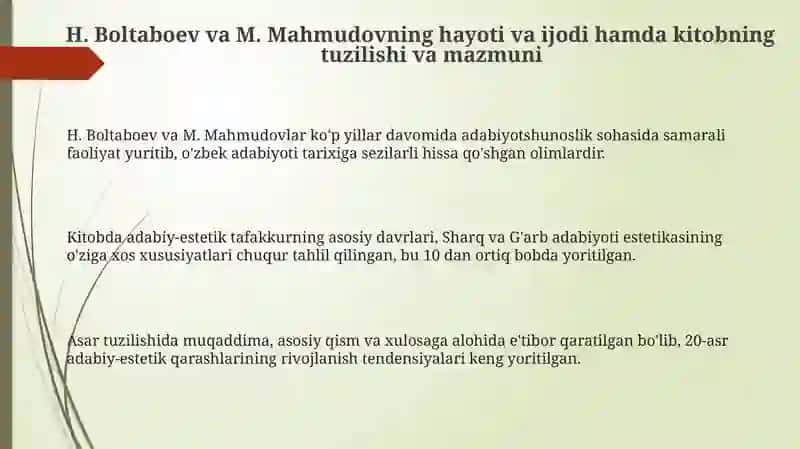 Adabiy-estetik tafakkur tarixi kitobi 3