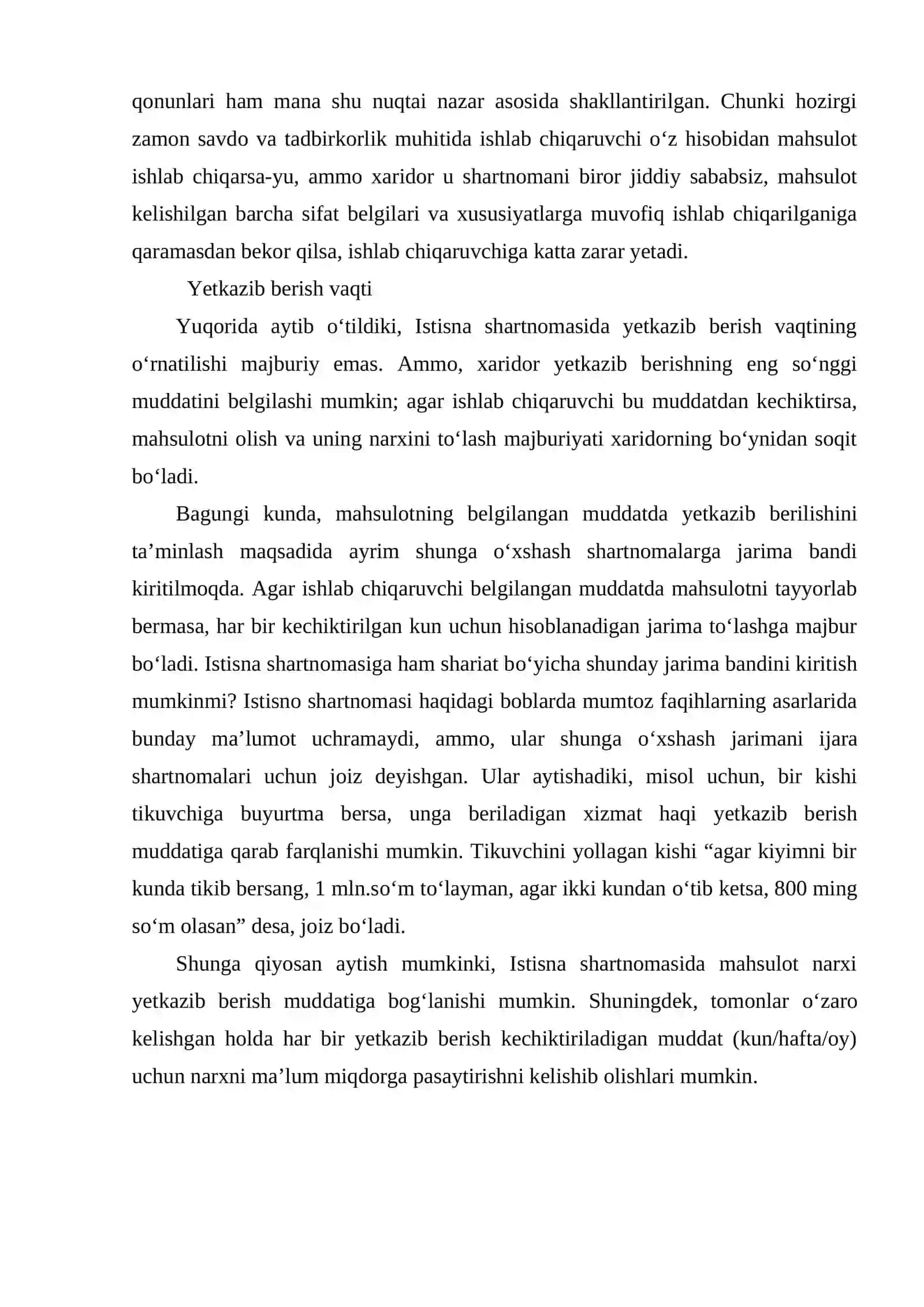 Istisna shartnomasini amalga oshirish tartibi 3