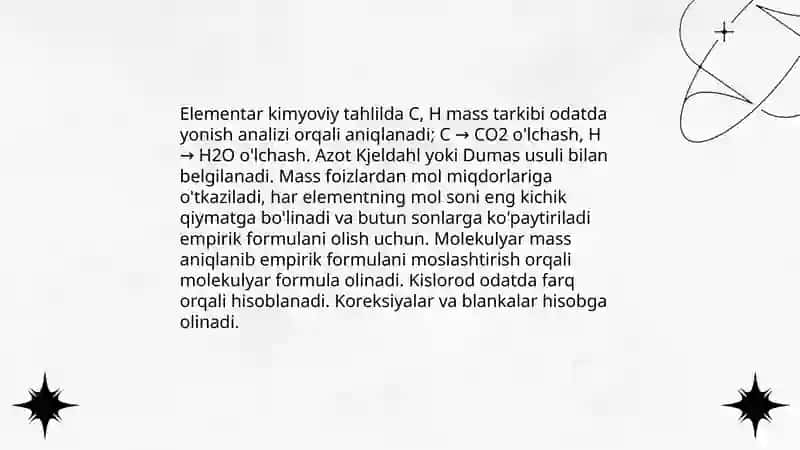 Kimyoviy usullar asosida nomalum organik brikmalarni tuzulishini aniqlash 3