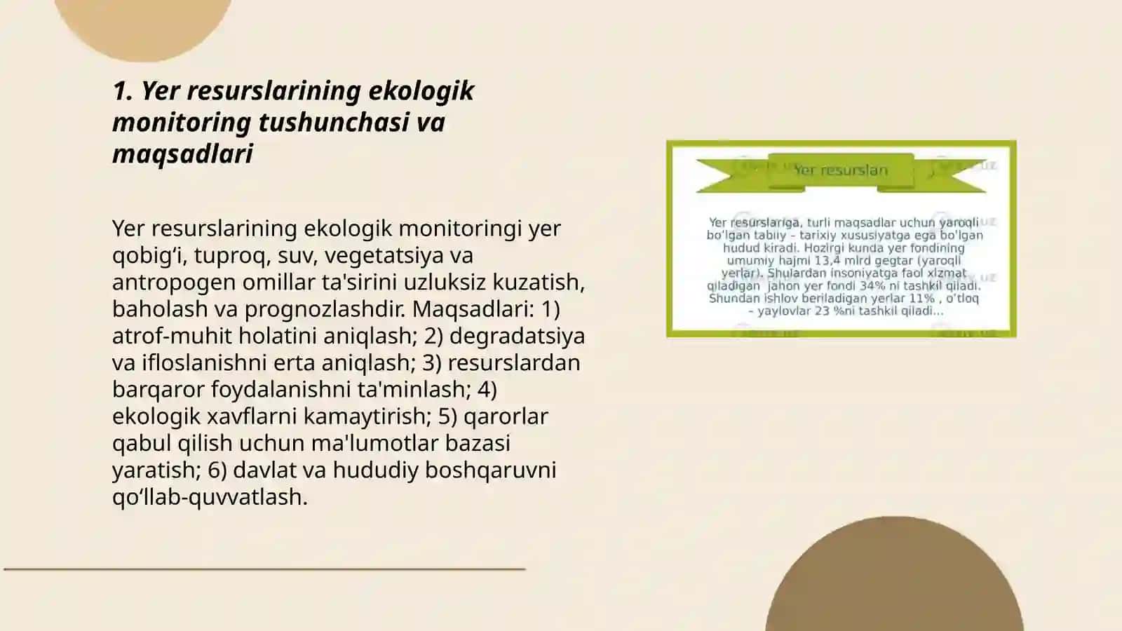 Yer resurslarining ekologik monitoring tizimini tashkil etish 3