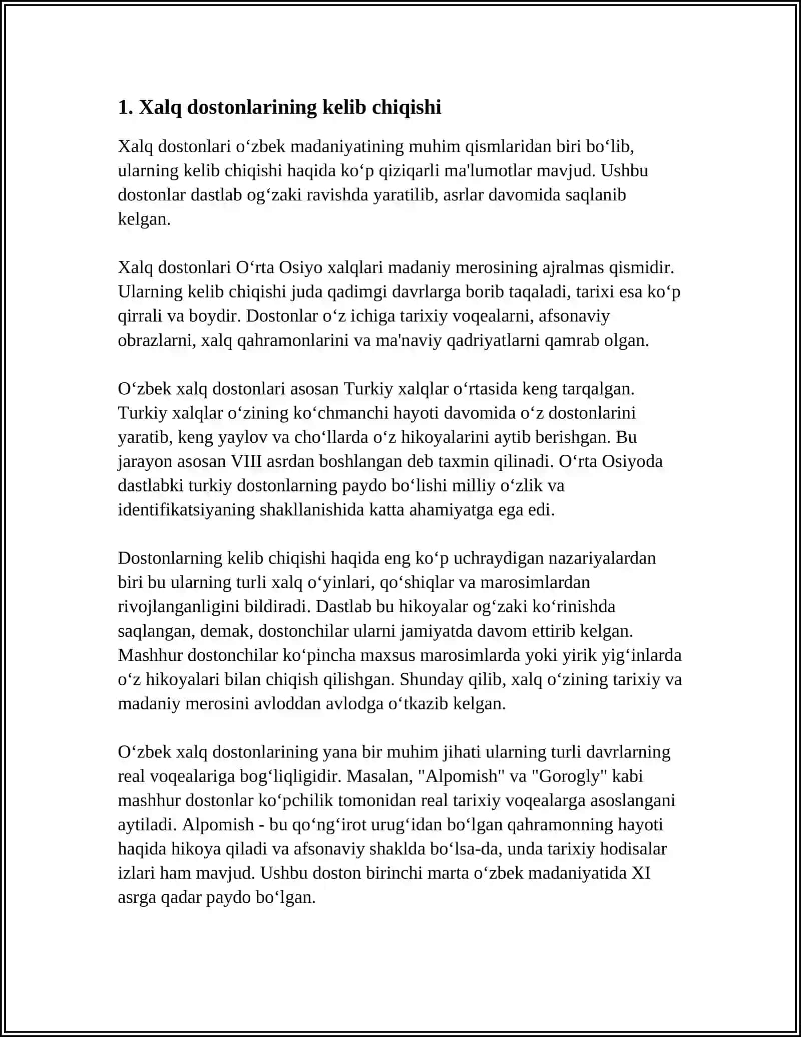 XALQ DOSTONLARINING VARIANTLARI HAQIDA REFERAT 3