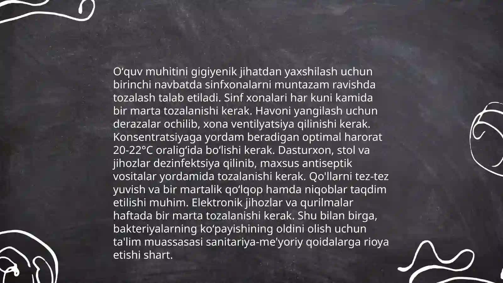 Maktabda oʻqitish va tarbiyalash sharoitlarini optimallashtirish asoslari ishlab chiqarishda shifokorning gigiyenik jihatlari 3