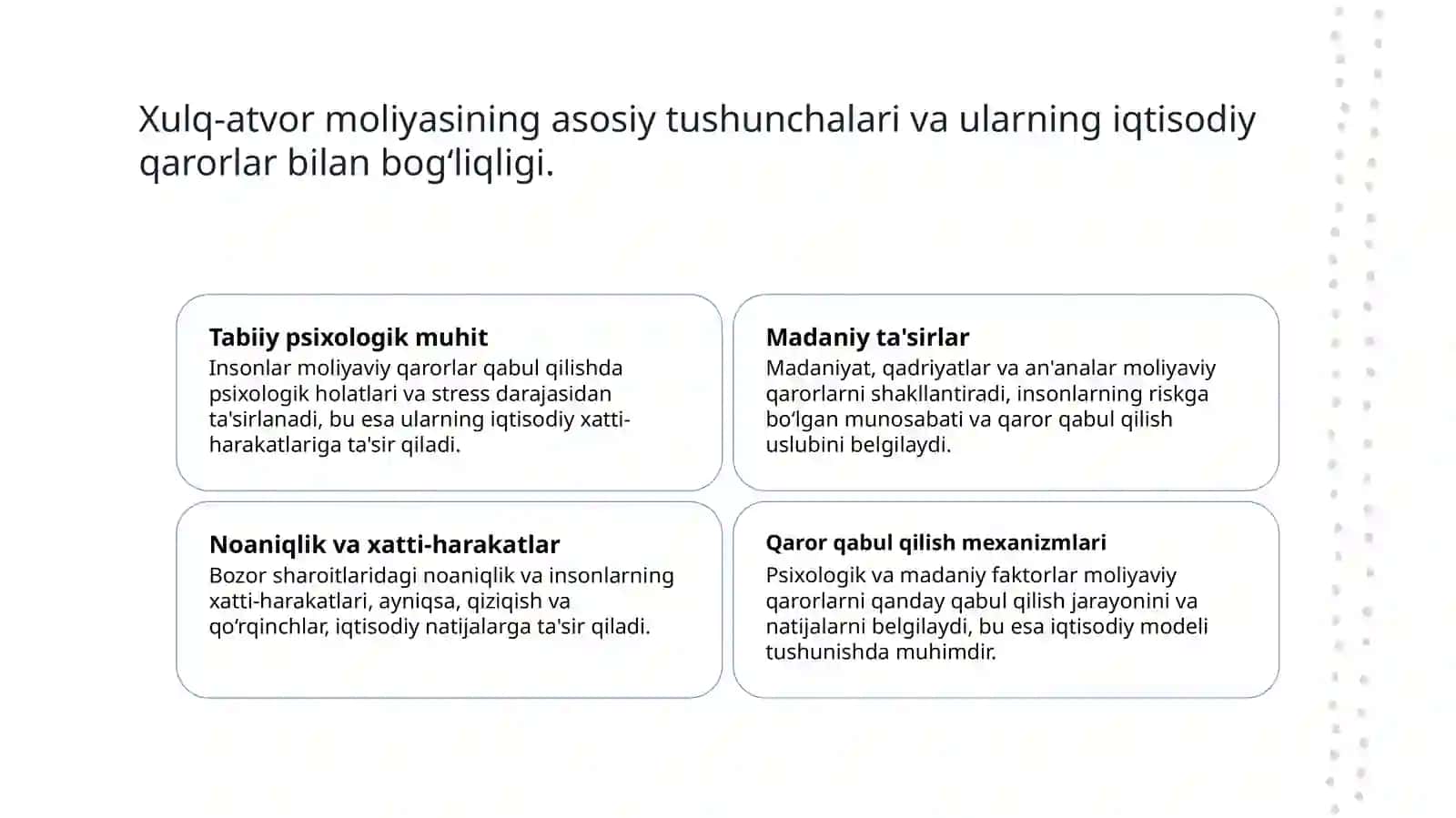 Xulq atvor moliyasi 3