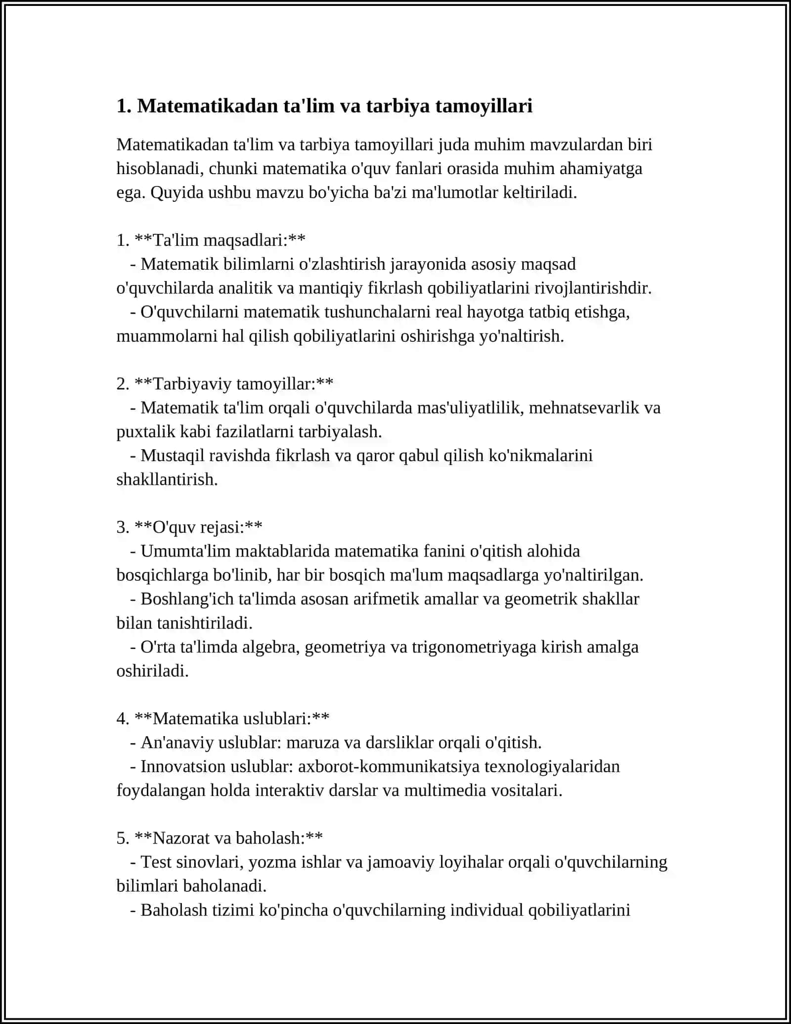 Matematika Darslarida Ta'lim va Tarbiya Birligi 3