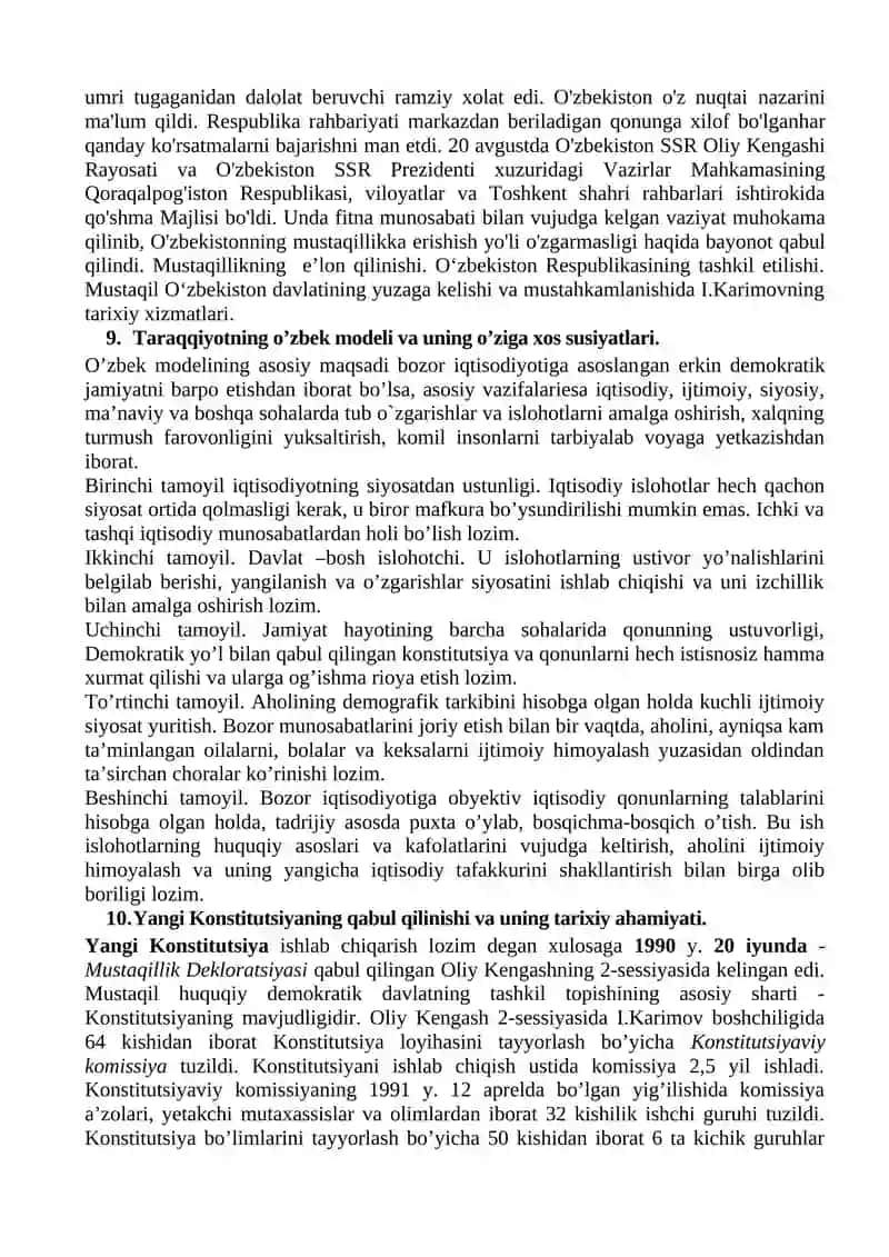 O’zbekistonning eng yangi tarixi fanidan yakuniy nazorat savollari 3