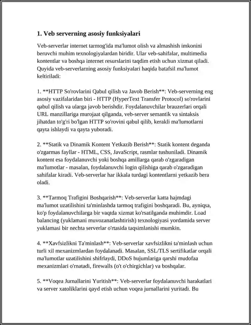 WEB SERVER VA UNING FUNKSIYALARI 3