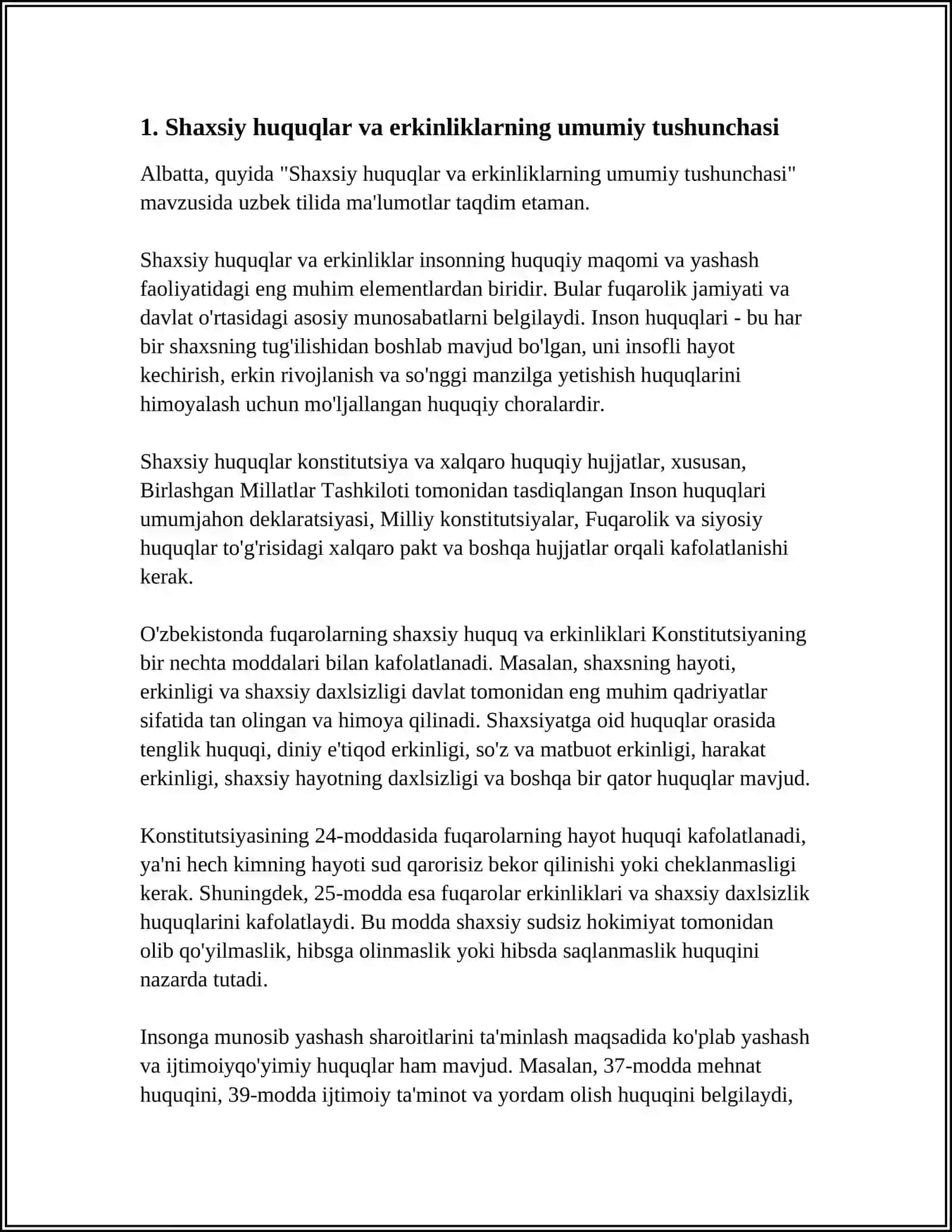 SHAXSIY HUQUQ VA ERKINLIKLAR 3