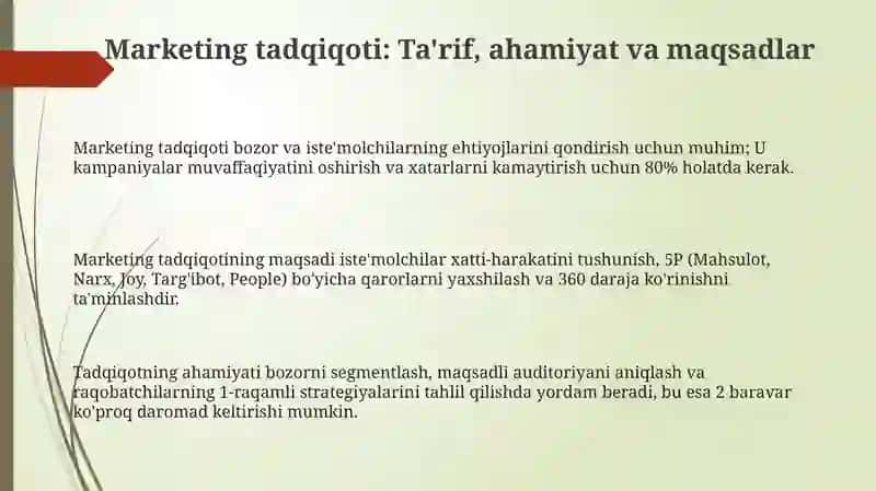 Marketing tadqiqotlari va tadqiqot uslublari 3