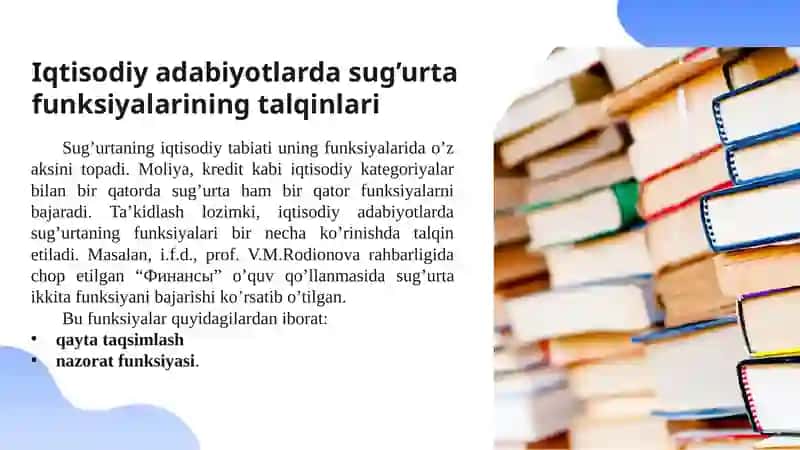 Sug’urtaning funksiyalari 3