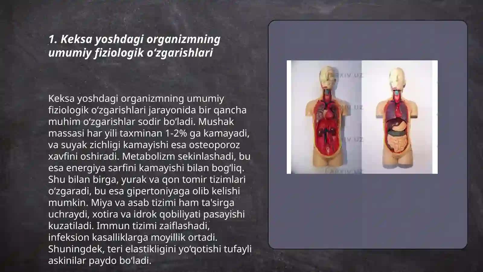 Keksa bemor. Keksa organizmning fiziologik xususiyatlari 3