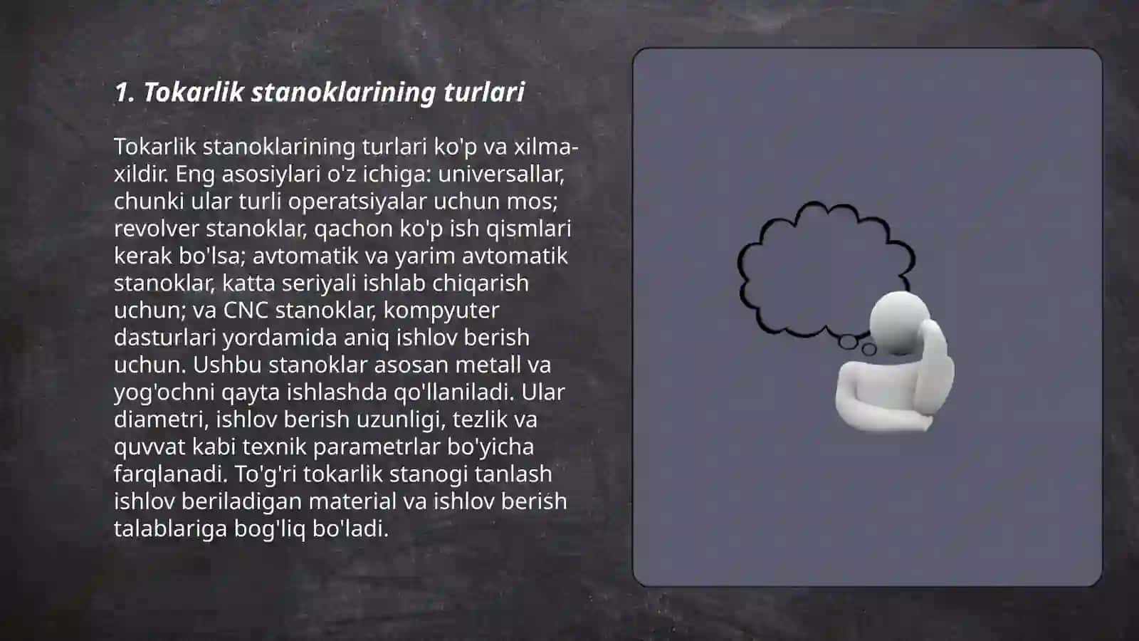 Tokirlik stanoklari markalari klasifikatsiyalari ishlov berish usulari 3