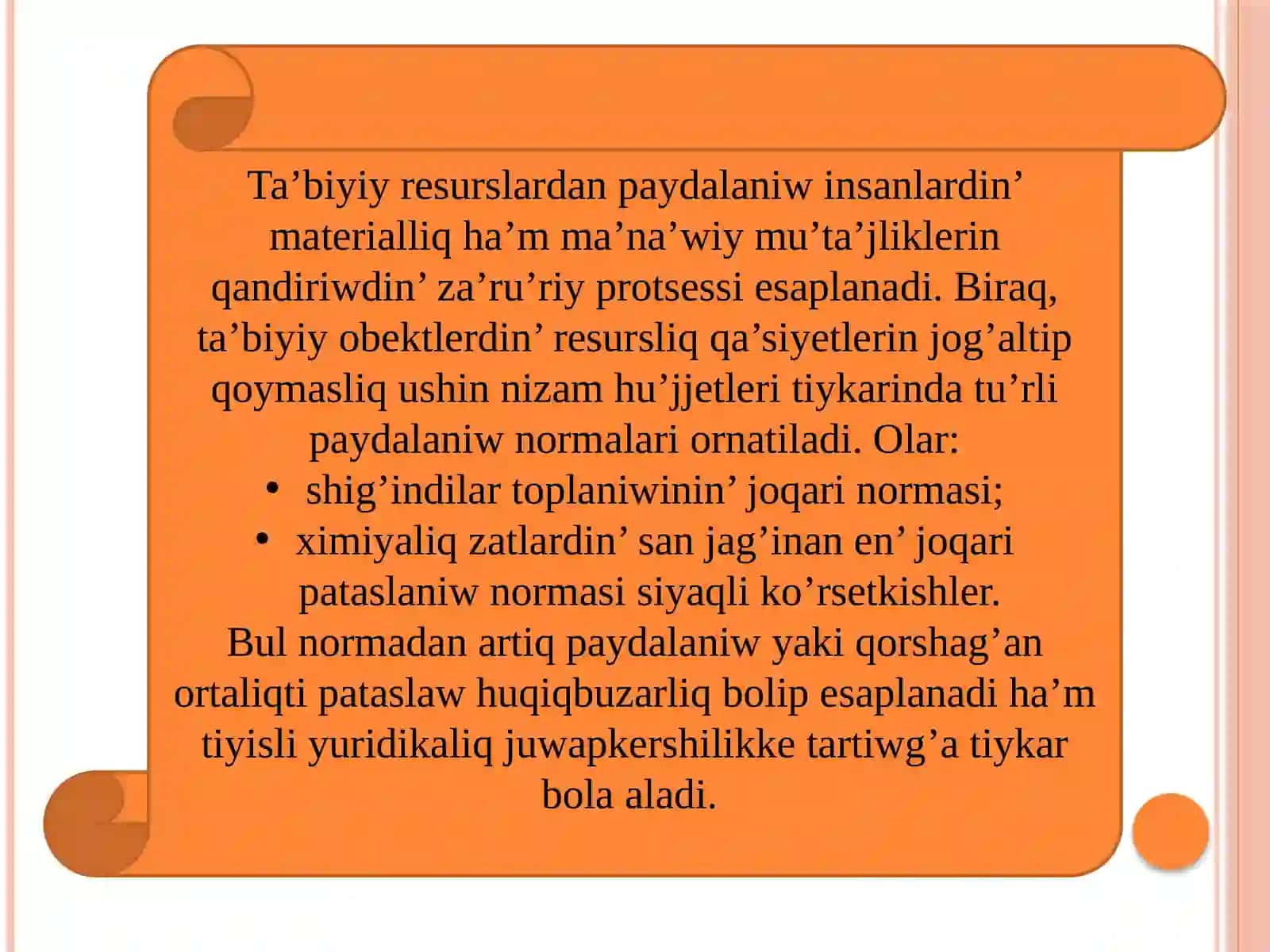 Turaqli rawajlaniw ha’m onin’ ekologiyaliq ta’ripleri pa’ni 3