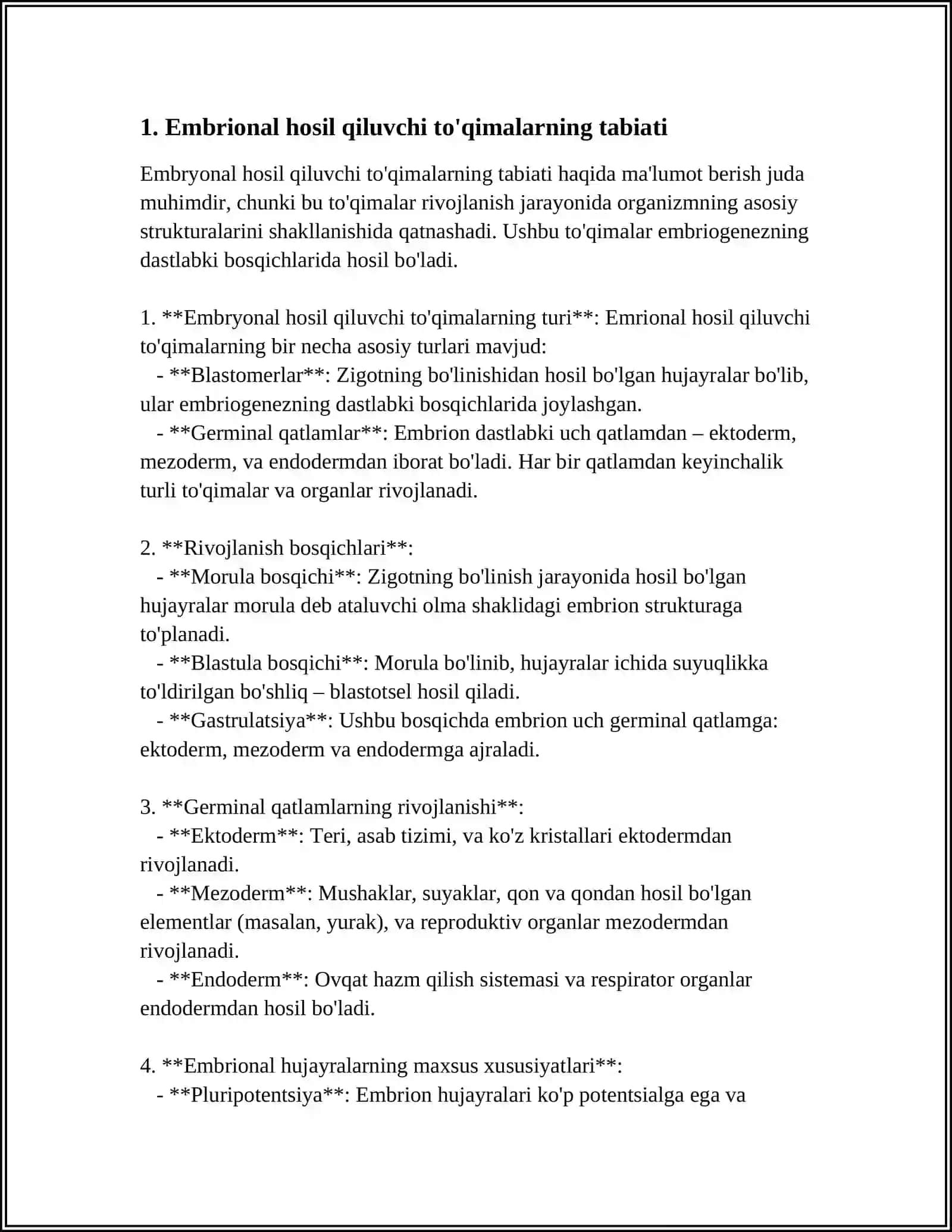 Embriologiya fanidan mustaqil ish 3