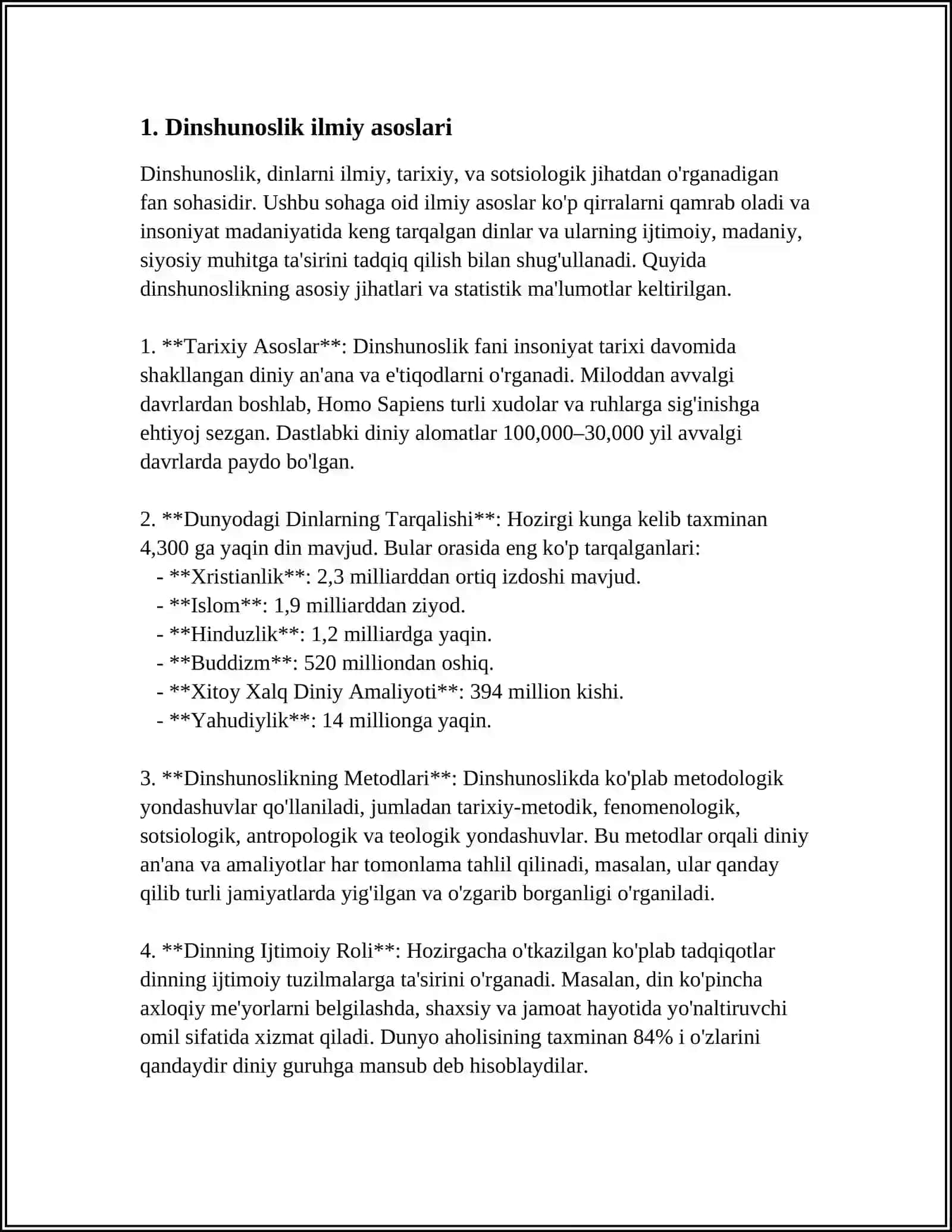 DINSHUNOSLIK METODOLOGIYASI VA DINLARNING TASNIFI 3