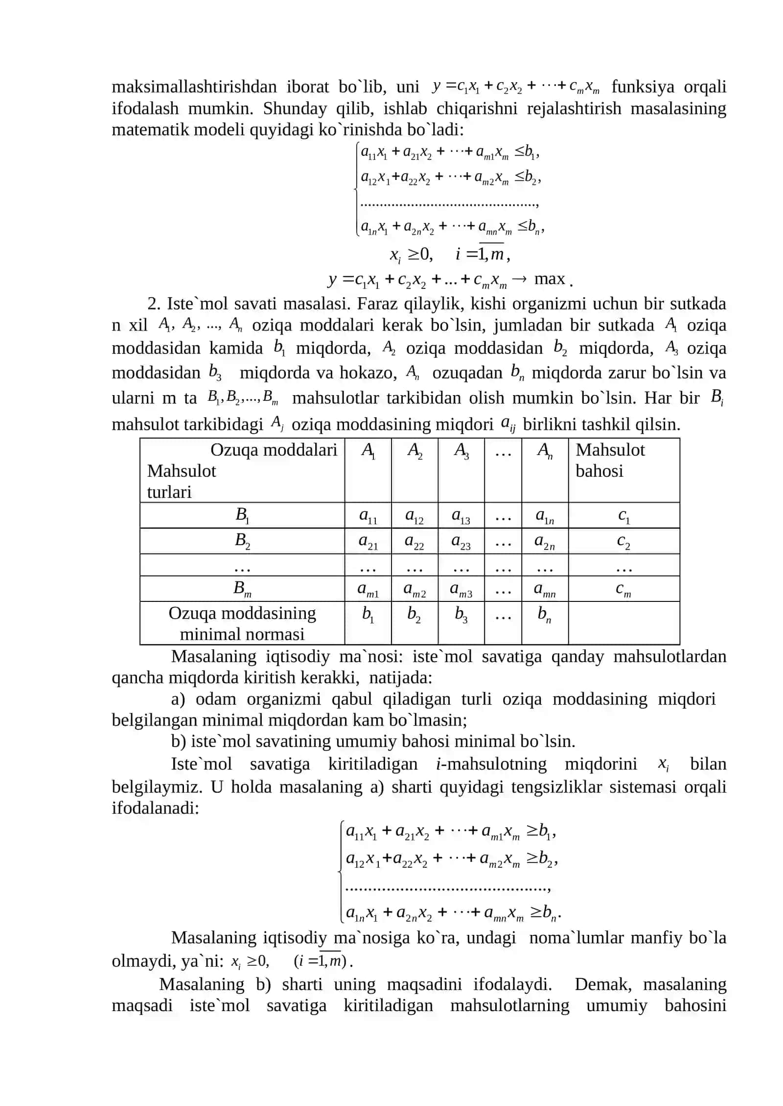 Chiziqli programmalashtirish predmeti 3