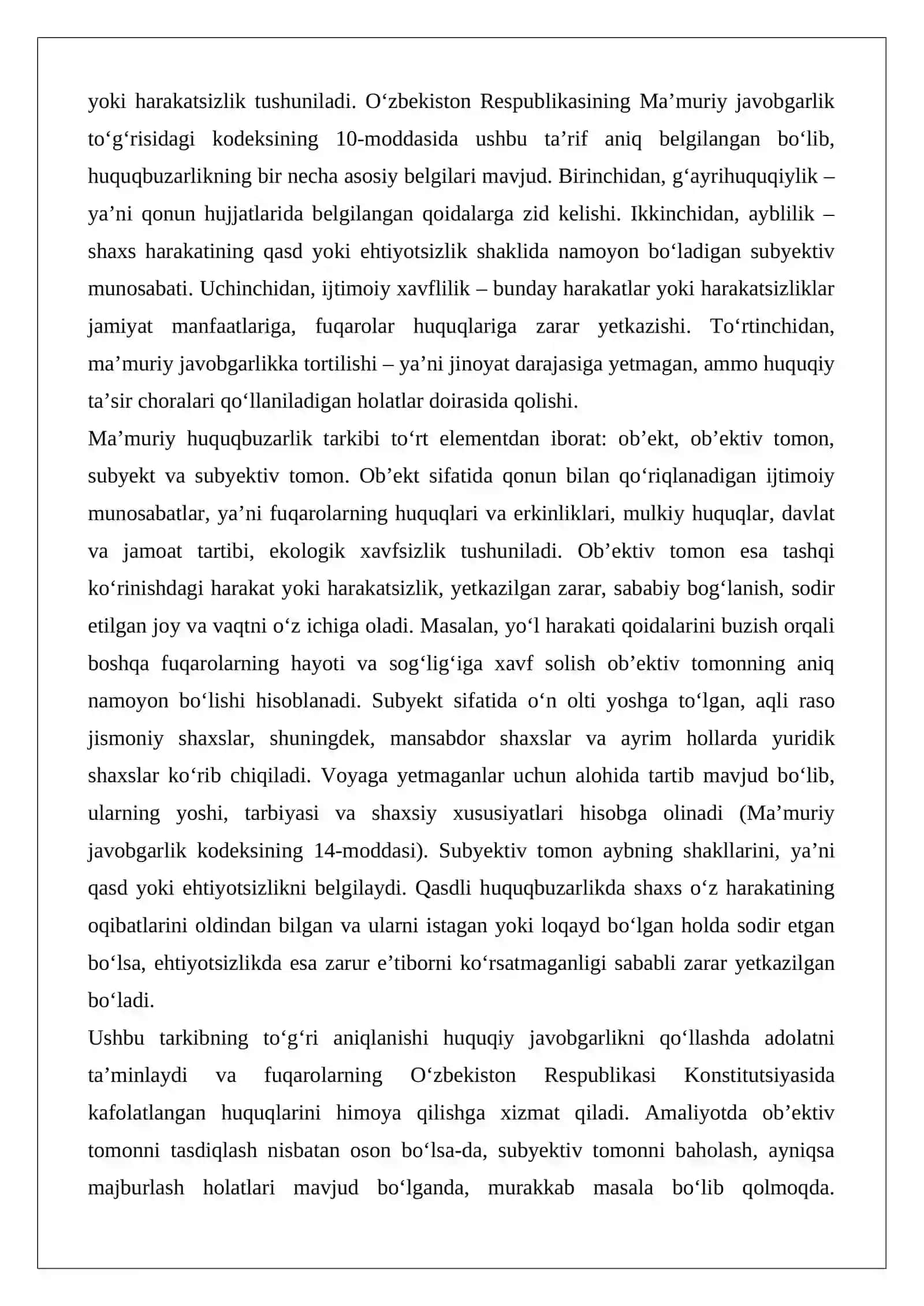Ma’muriy huquqbuzarliklarda jismoniy yoki ruhiy majburlash yoxud qo‘rqitish 3