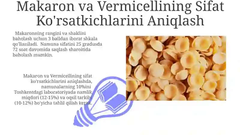 Makaron va Vermicellining Sifat Ko'rsatkichlarini Aniqlash 3