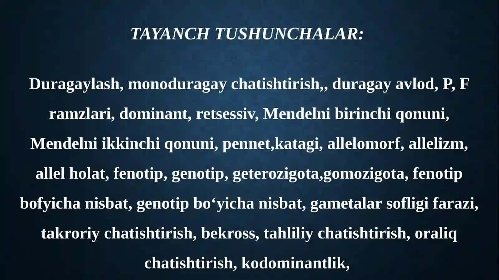 DURAGAYLASH USULI GENETIKANI ASOSI SIFATIDA 3