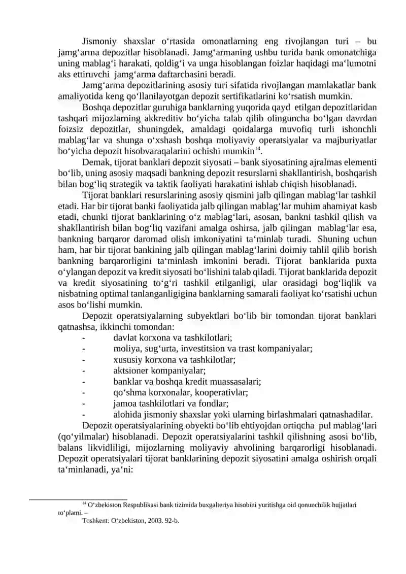 BANKLARDA DEPOSIT OPERATSIYALARI HISOBI 3