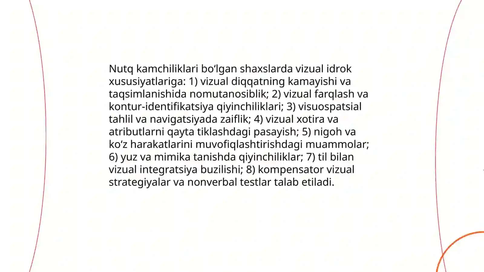 Nutq kamchiligiga ega bo'lgan shaxslarni idrokini neyropsixologik o'rganish 3