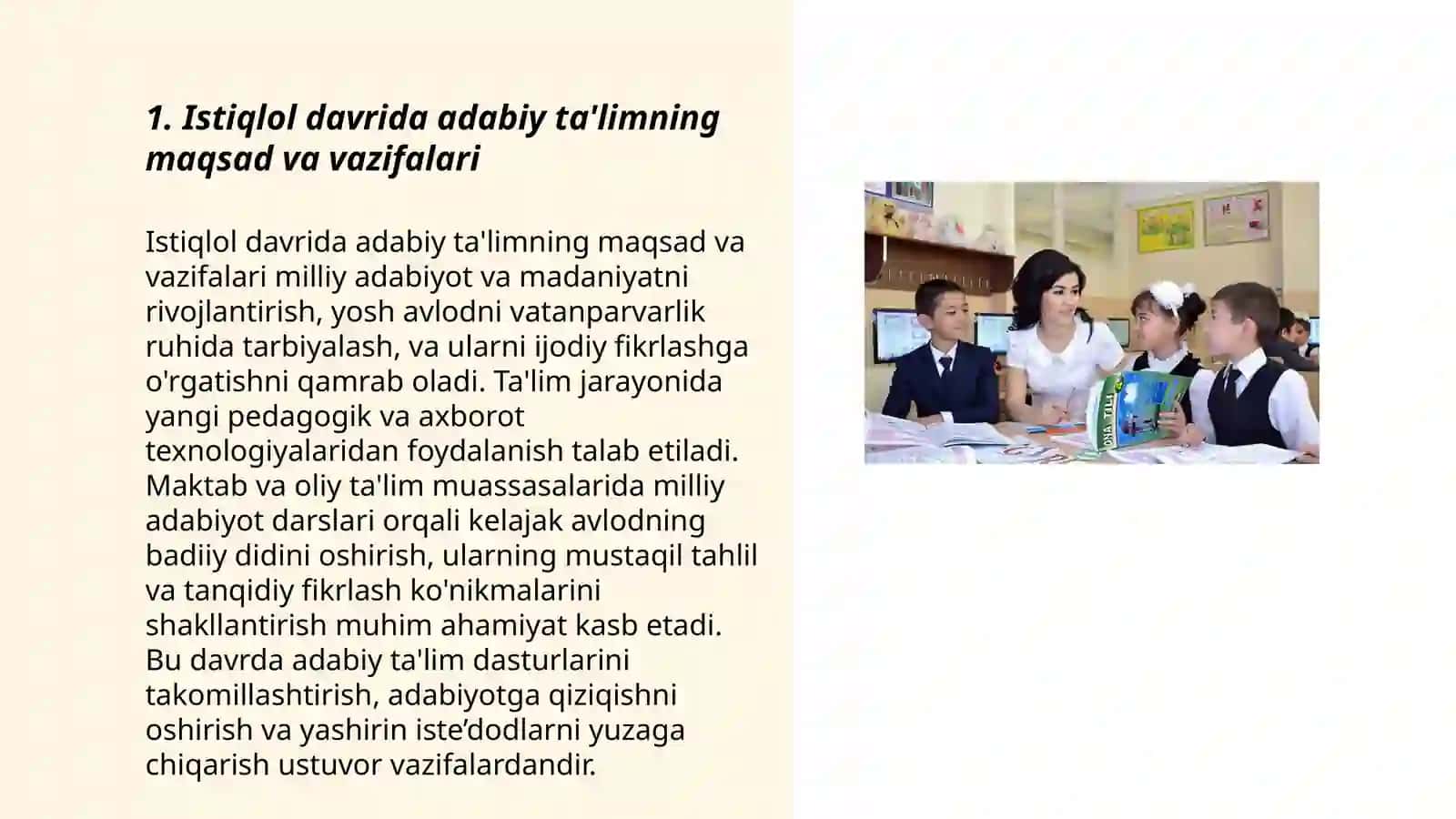 Istiqlol davrida o'rta maktab va akademik litseylarda adabiy ta'limning yangilanishi 3