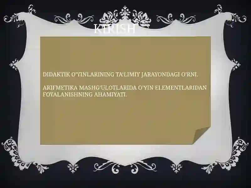ARFiMETIKAMASHG’ULOTI UCHUN DIDAKTIK O’YIN YARATISH 3