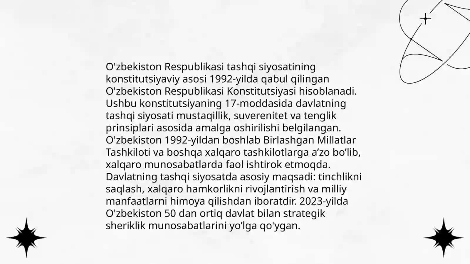 O'zbekiston Respublikasi tashqi siyosatining konstitutsiyaviy asoslari 3