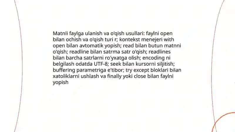 Matnli fayllar ichidan axborotni izlash o'zgartirish chop etish 3
