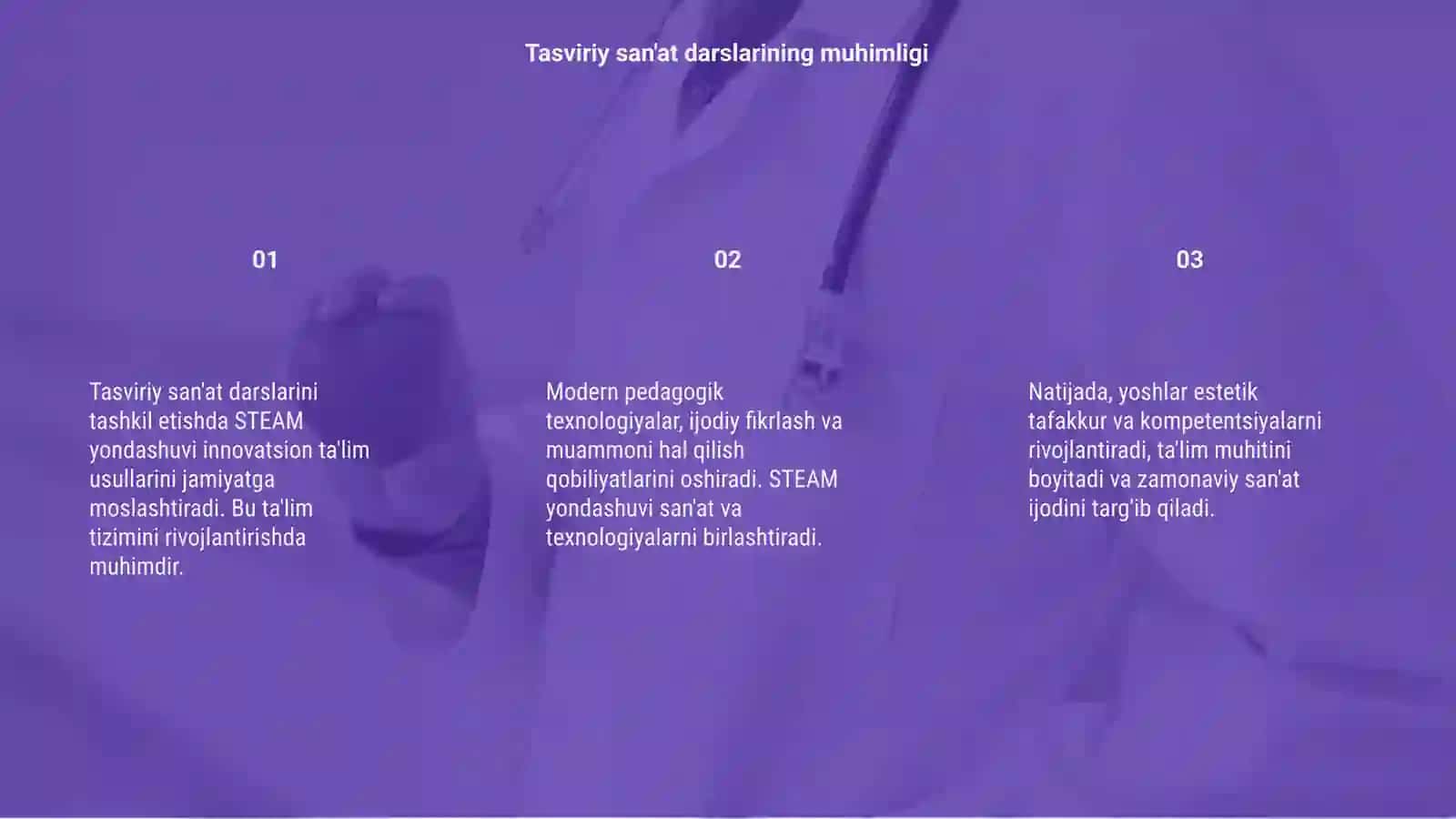 Tasviriy san'at darslarini tashkil etish 3