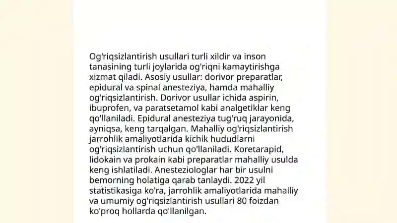 Og'riqsizlantirish Usullari 3
