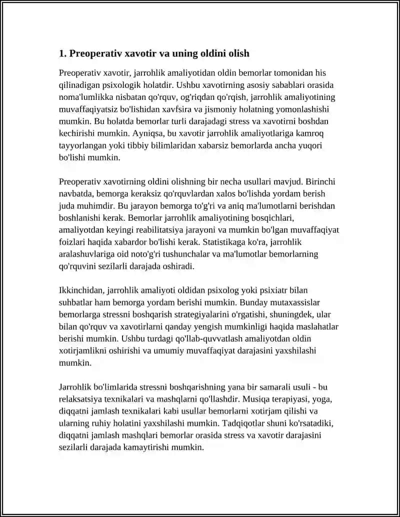 JAROHLIK BO'LIMLARIDAGI BEMORLAR PSIXOLOGIYASI MASALALARI 3