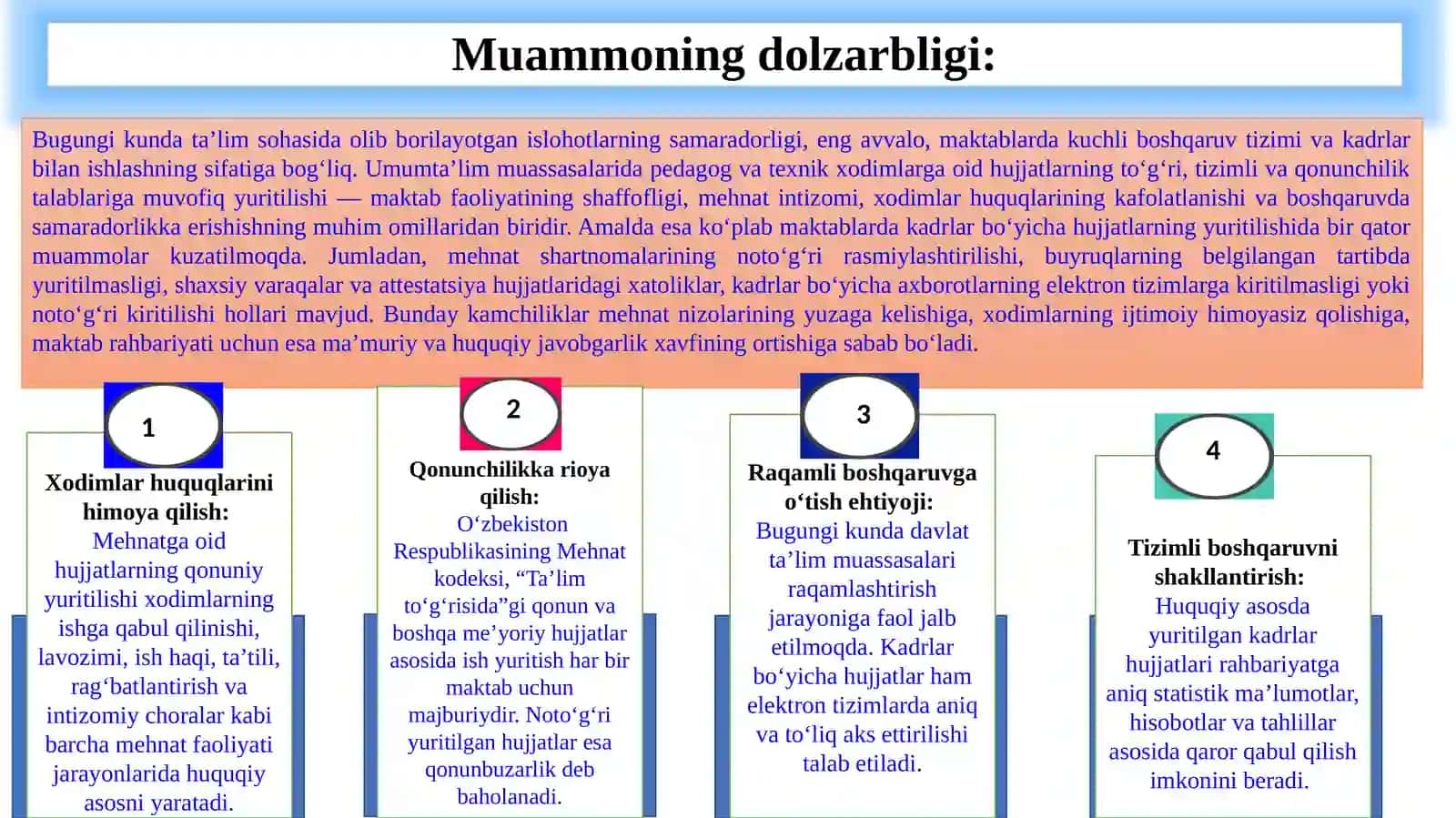 Maktabda kadrlarga oid hujjatlarning to‘g‘ri yuritilishini ta’minlash 3