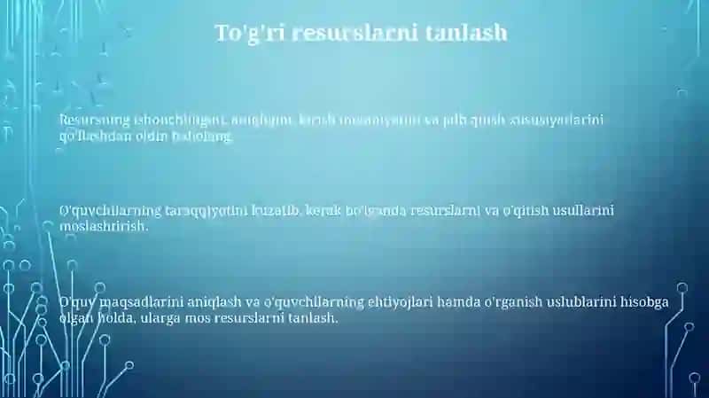 Raqamli taʼlim resurslaridan (RTR) foydalanish 3