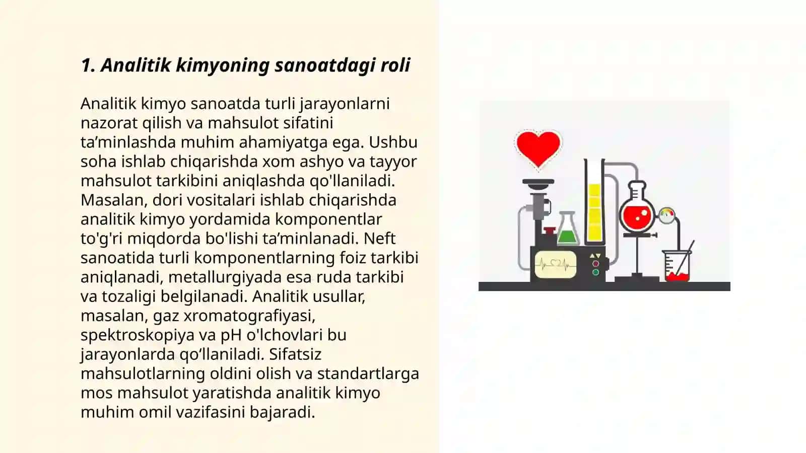 Analitik kimyoning fan va sanoatdagi roli slayd 3