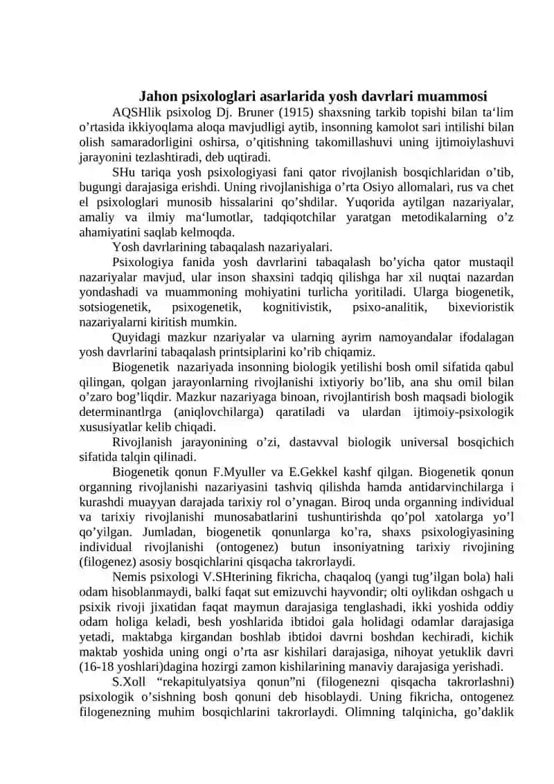 Yosh davrlar psixologiyasining rivojlanish bosqichlari 3