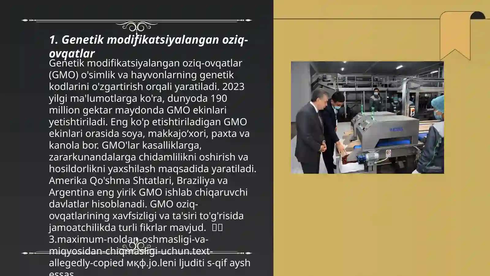 Genetik modifikatsiyalangan oziq-ovqatlar (GMO) 3