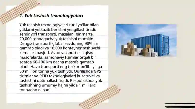 Yuk tashish va yuk tashish statistkasi 3