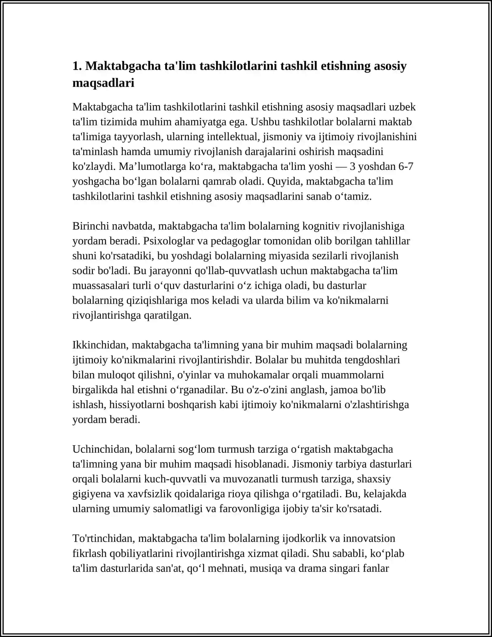 UMUMIY TIPDAGI DAVLAT VA NODAVLAT MAKTABGACHA TAʼLIM TASHKILOTLARINI TASHKIL QILISH 3