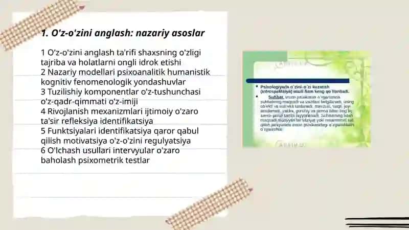 O'z-o'zini anglash psixologiyasi 3