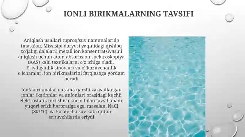 Ionli birikmalarning tavsifi 3