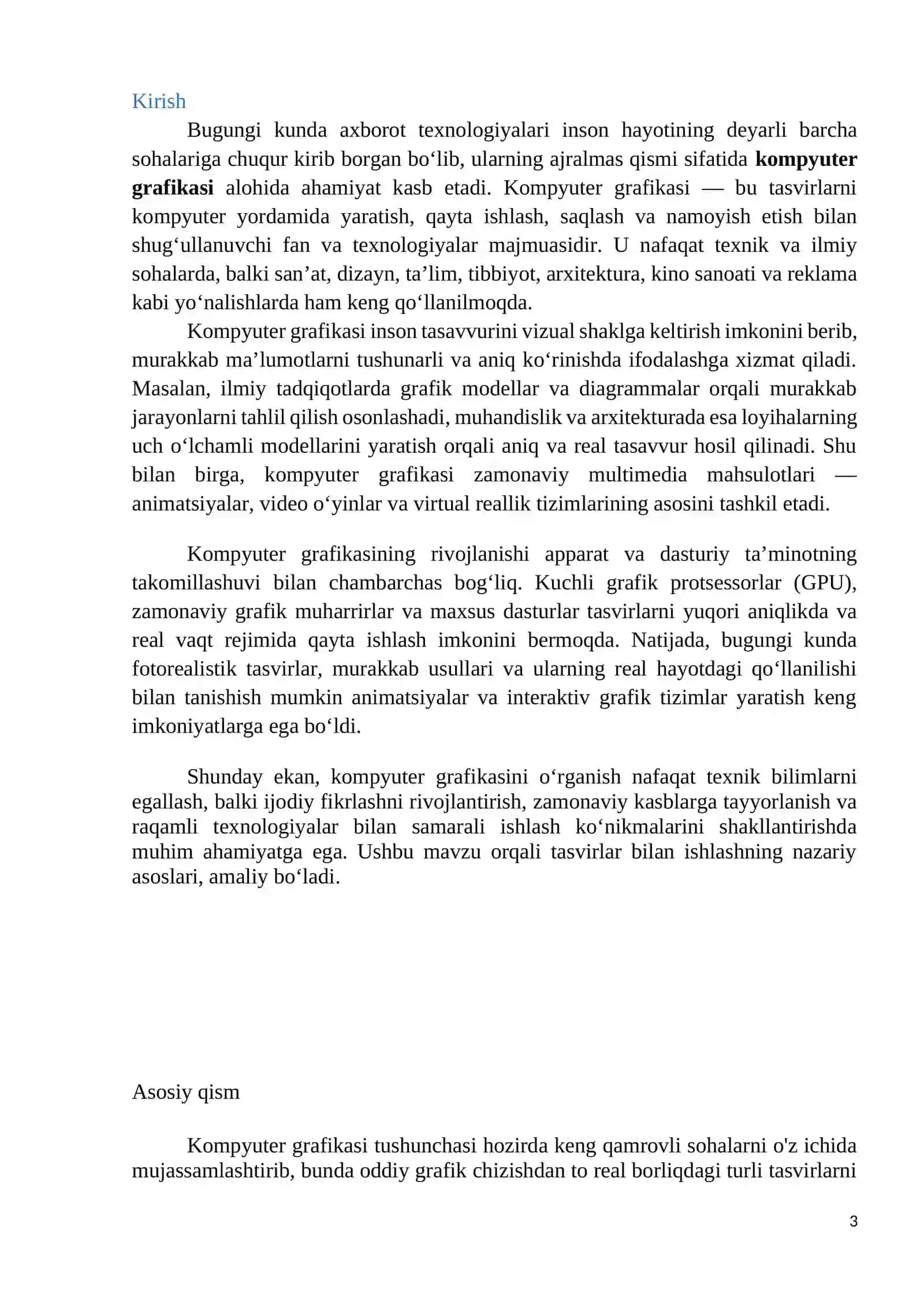 KOMPYUTER GRAFIKASI VA UNING TURLARI 3