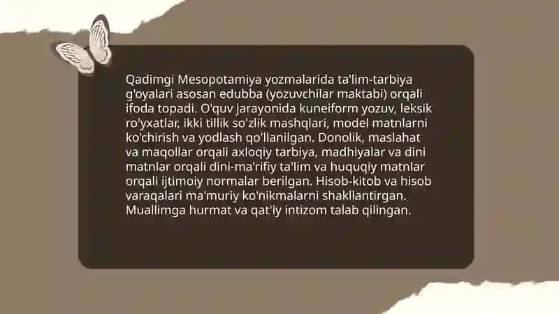 Qadimgi Mesopotamiya yozmalarida ta'lim-tarbiya g'oyalari 3