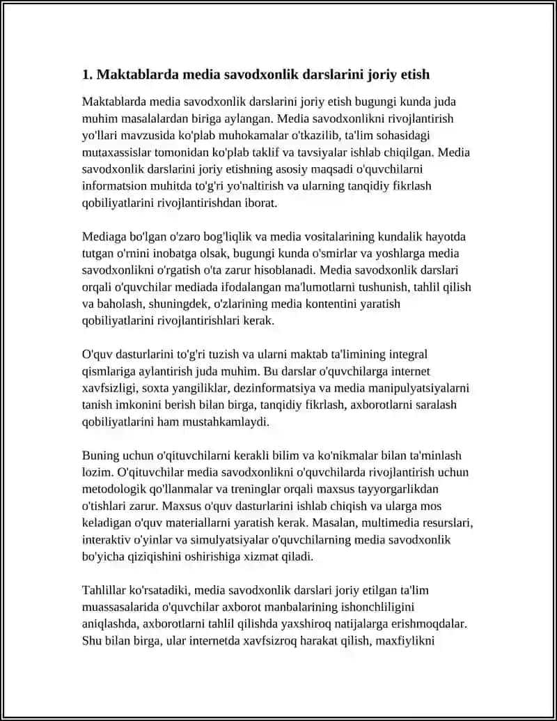 MEDIA SAVODXONLIKNI RIVOJLANTIRISH YO'LLARI 3