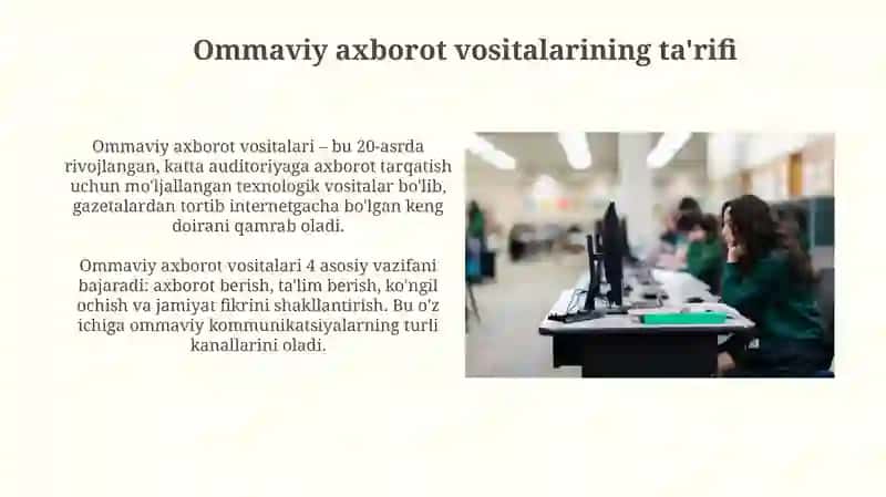 Ommaviy axborot vositalari: ta'rif, turlari va tarqatish usullari 3