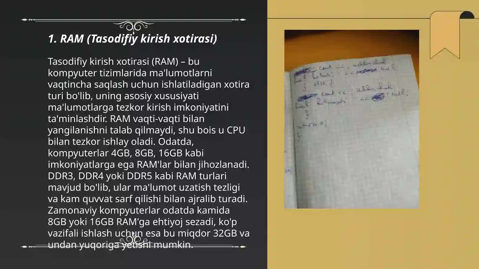 Kampyuterning asosiy xotira turlari. Ram va Rom 3